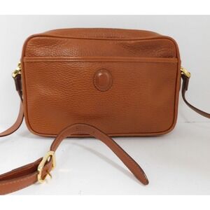 Mark Cross Vintage Cognac Pebbled Grain Leather Crossbody‎ Bag Italy